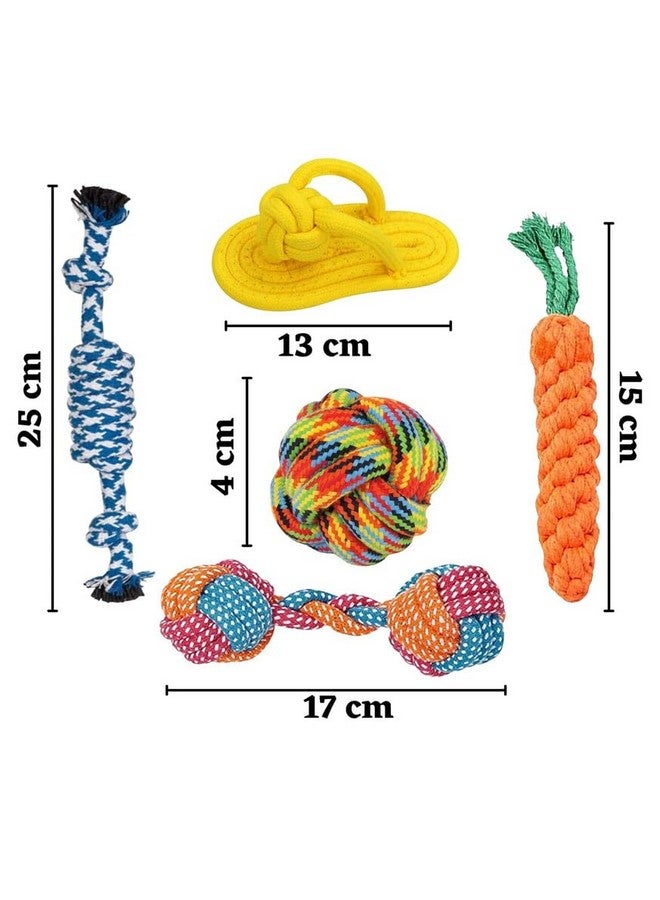 بت مجموعة ألعاب حبلية ملونة من راندون، مكونة من 5 قطع، عقدة قطنية، لعبة مضغ، لعبة تفاعلية للكلاب للمضغ العدواني - Image 2