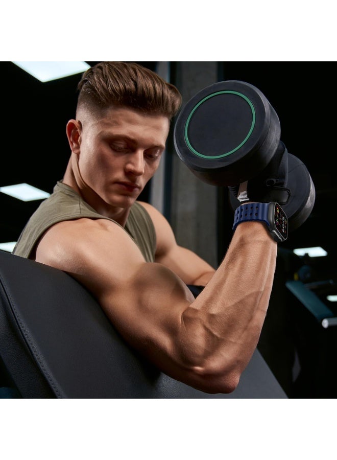 شيك فايب سوار رياضي من السيليكون متوافق مع ساعات أبل ألترا 3/ألترا 2/ألترا 49 مم، إس 11/إس 10 46 مم، إس 9/إس 8/إس 7 45 مم، إس إي 3/إس إي 2/إس إي/إس 6/إس 5/إس 4 44 مم، إس 3/إس 2/إس 1 42 مم، سوار مناسب للرجال والنساء - سوار خارجي ناعم من السيليكون يسمح بمرور الهواء، سوار رياضي قابل للتعديل يسمح بمرور الهواء (أزرق داكن) - Image 5