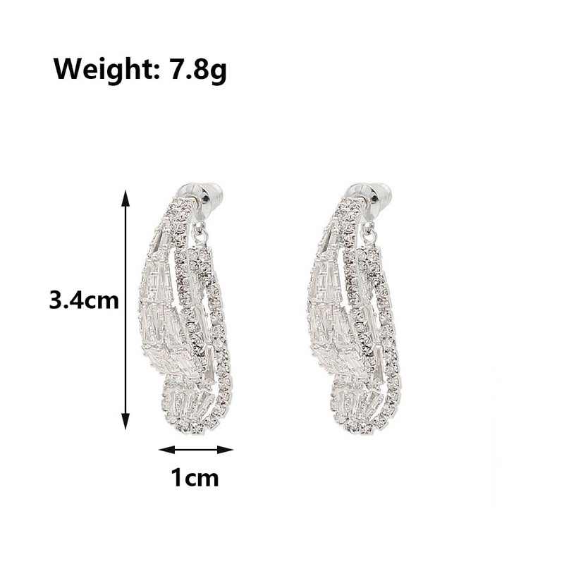 Uarein Teardrop Crysatal Earring for Women Vintage Front Back Rhinestone Waterdrop Earrings Shiny Irregular Cubic Zirconia Drop Earrings Dainty Jewelry Gifts (Silver) - Image 3