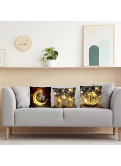 VUCATIN 4PCS Linen Ramadan Mubarak Pillow Covers 18x18" Light Moon Stars Ramadan Cushion Cover Zipper Throw Pillow Covers for Couch Sofa Car Living Room Home Decor Pillowcase  - Image 2