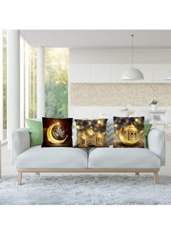 VUCATIN 4PCS Linen Ramadan Mubarak Pillow Covers 18x18" Light Moon Stars Ramadan Cushion Cover Zipper Throw Pillow Covers for Couch Sofa Car Living Room Home Decor Pillowcase  - Image 4
