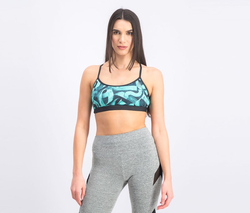 Reebok حمالة صدر رياضية مطبوعة للنساء، تركواز - Image 1