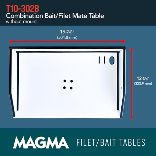 MAGMA Products Bait/Filet Mate Table, White/Black/White, 20" (T10-302B) - Image 2