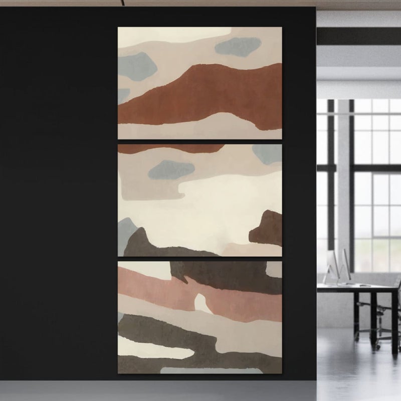 Marktna Three abstract canvas paintings with a hollow frame, measuring (150×70), three pieces - Image 1