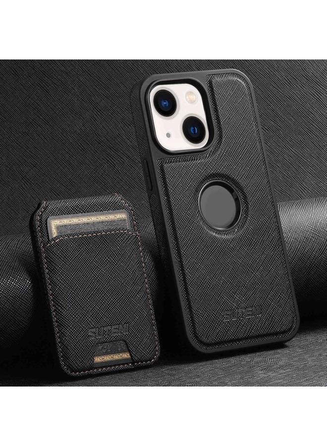Suteni Case For iPhone 13 M2 Cross-Grain MagSafe Vertical Card Back Phone Case - Image 1