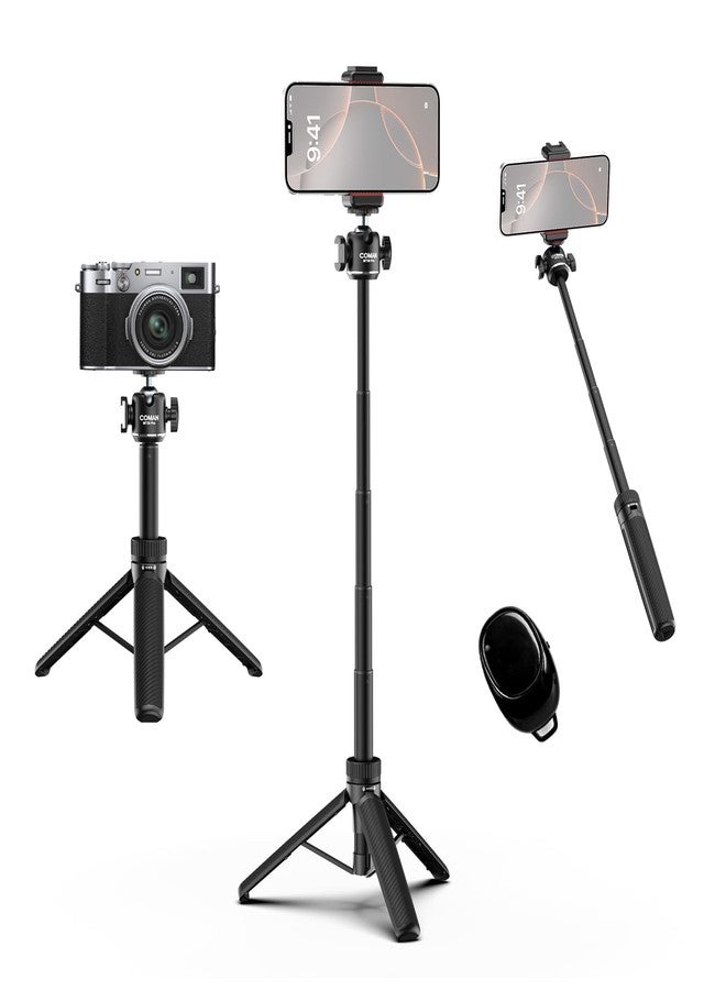 COMAN عصا سيلفي COMAN لهاتف آيفون، حامل هاتف 24" مع جهاز تحكم عن بعد ورأس كروي 360°، حامل محمول لهاتف آيفون 17/16/15/14/13/12 برو ماكس/أندرويد جوبرو - Image 1