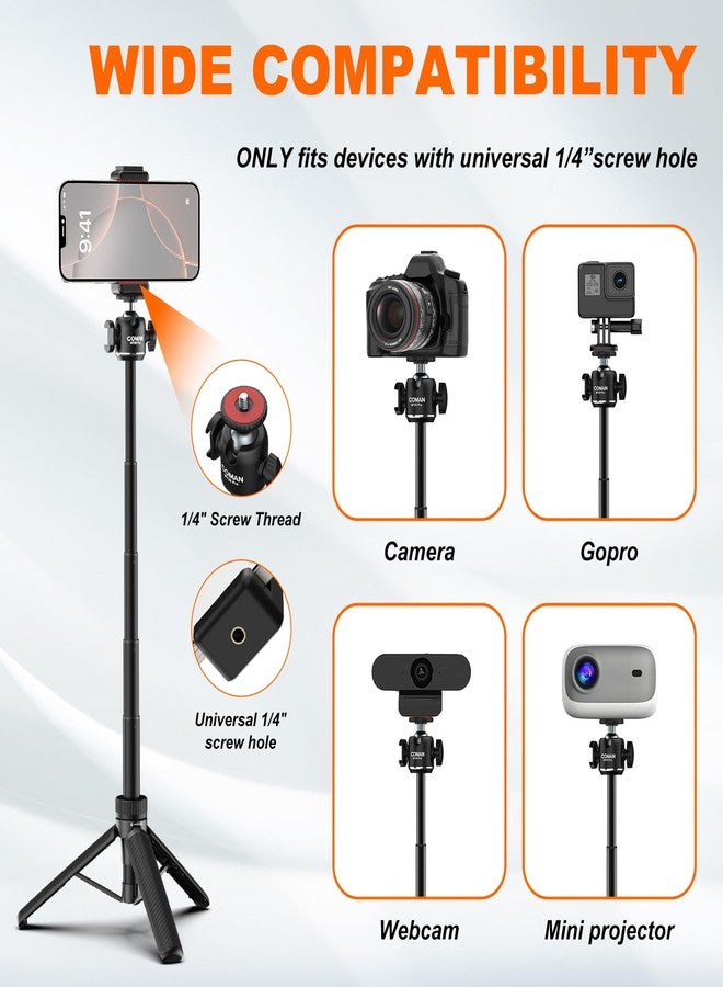 COMAN عصا سيلفي COMAN لهاتف آيفون، حامل هاتف 24" مع جهاز تحكم عن بعد ورأس كروي 360°، حامل محمول لهاتف آيفون 17/16/15/14/13/12 برو ماكس/أندرويد جوبرو - Image 5