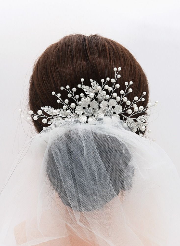 Y&D Wedding Hair Clip, Opal Crystal Comb Bridal Pieces Comb, Rhinestones Flower Girl Barrette Accessories for Brides (Silver)  - Image 3