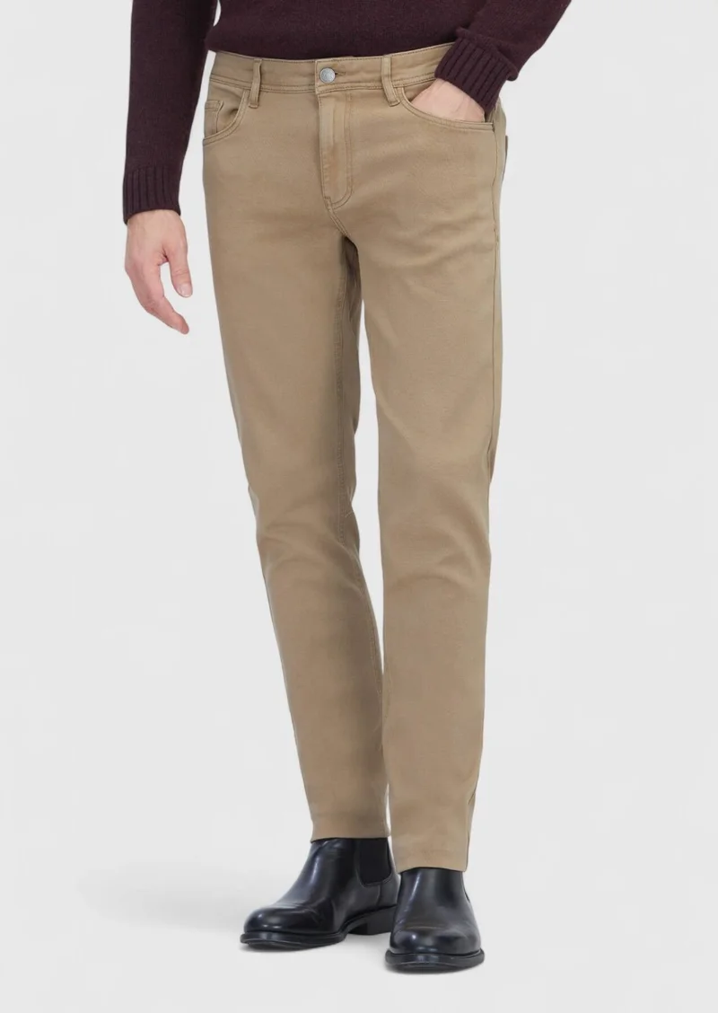 Ramsey Mink Knitting Slim Fit Casual Cotton Blended Trousers
