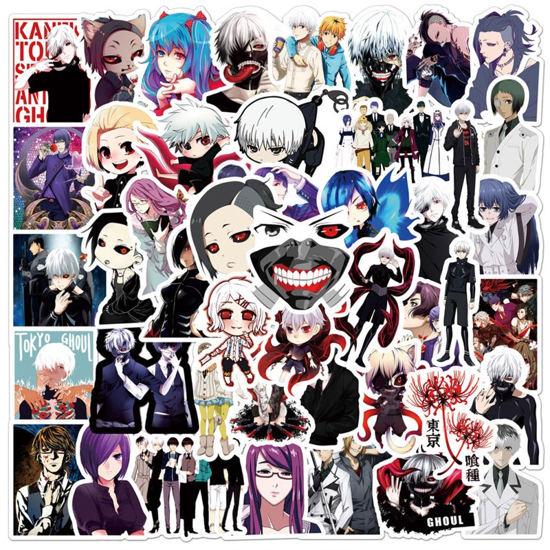 MINRAIN 50pcs Tokyo Ghoul Stickers for Water Bottle, Waterproof Vinyl Decal for Adult Teen Laptop Skateboard Phone Travel Case Bike Guitar Computer Helmet (Purple) - Image 1