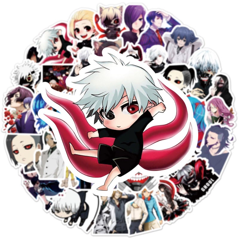 MINRAIN 50pcs Tokyo Ghoul Stickers for Water Bottle, Waterproof Vinyl Decal for Adult Teen Laptop Skateboard Phone Travel Case Bike Guitar Computer Helmet (Purple) - Image 3