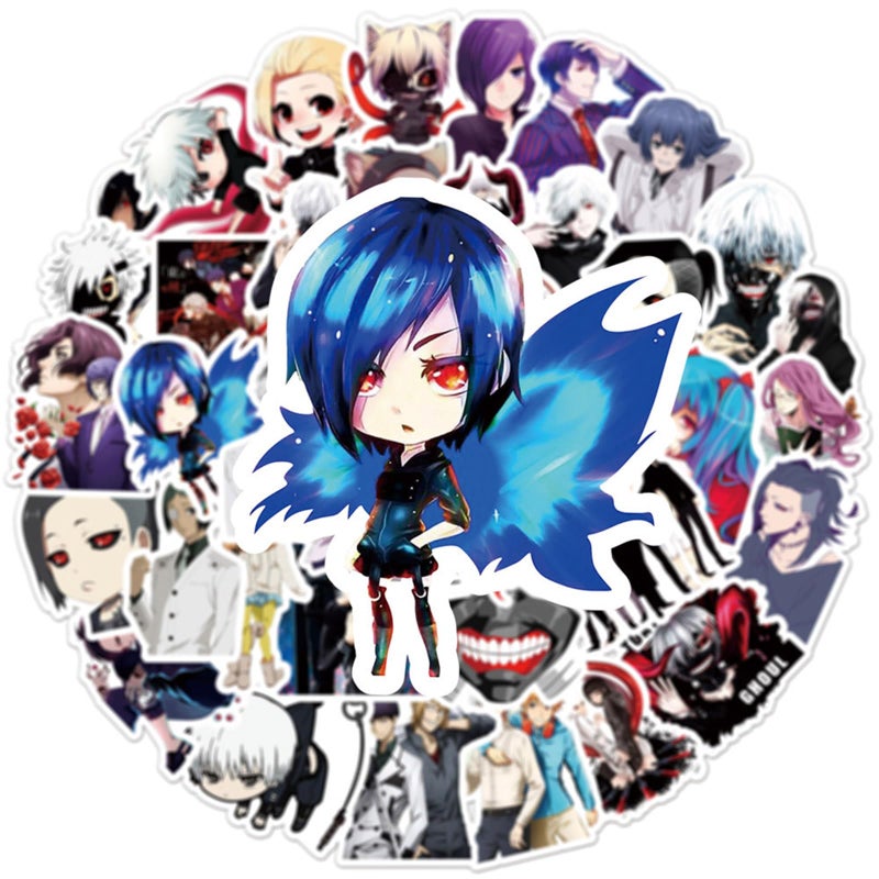 MINRAIN 50pcs Tokyo Ghoul Stickers for Water Bottle, Waterproof Vinyl Decal for Adult Teen Laptop Skateboard Phone Travel Case Bike Guitar Computer Helmet (Purple) - Image 5