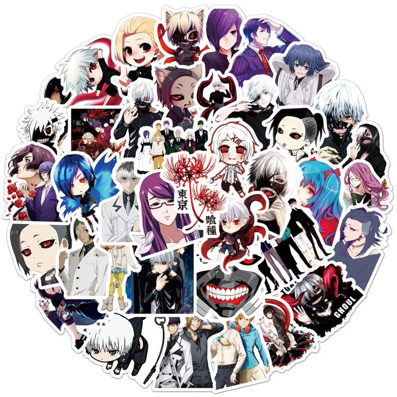 MINRAIN 50pcs Tokyo Ghoul Stickers for Water Bottle, Waterproof Vinyl Decal for Adult Teen Laptop Skateboard Phone Travel Case Bike Guitar Computer Helmet (Purple) - Image 2