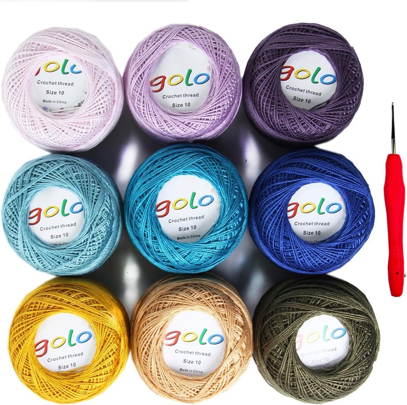 Golo Crochet Thread Size 10 Embroidery Thread 10g X 9 Crochet Yarn for Hand Knitting - Image 1