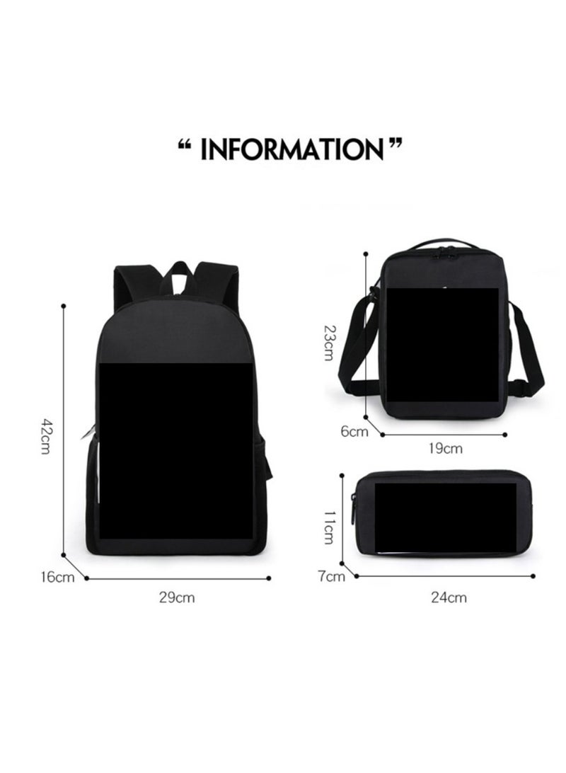 Godzilla Children's leisure load reducing large capacity printed backpack for elementary school students, 3-piece set - Image 2