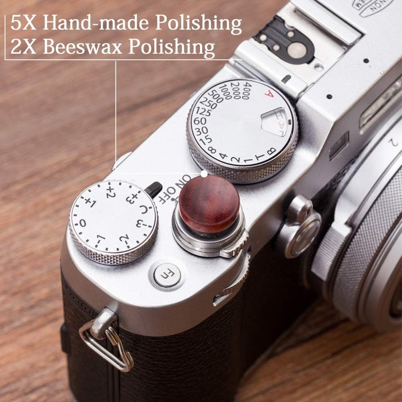 VKO Wood Soft Shutter Release Button,Delicate Camera Shutter Button 12mm Concave Surface Red(Wood Grain Random) - Image 2