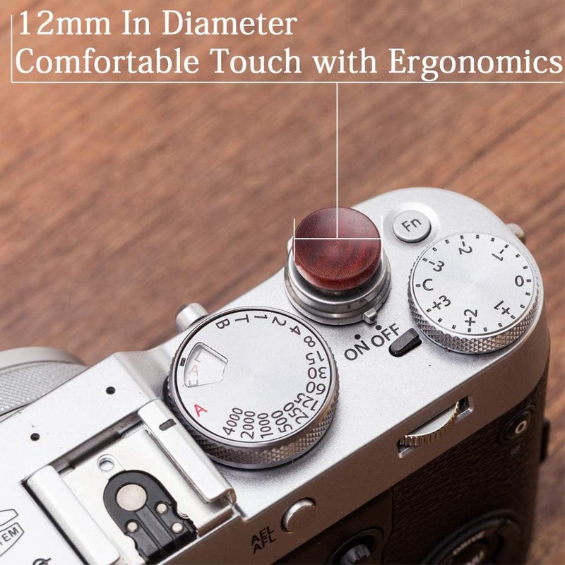 VKO Wood Soft Shutter Release Button,Delicate Camera Shutter Button 12mm Concave Surface Red(Wood Grain Random) - Image 3