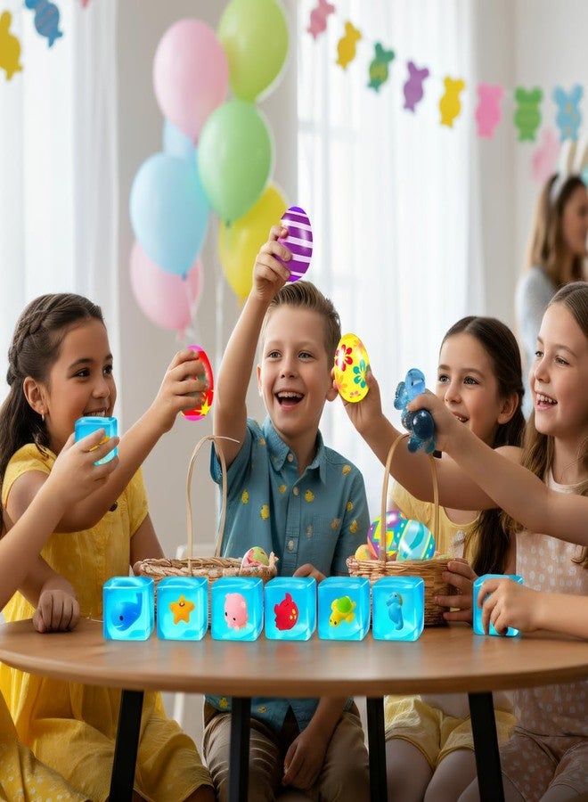 Holydeck 6 Pcs Squishy Stress Nice Cube Fidget Toys with Easter Eggs Sensory Squeeze Toys for Kids Boys Girls Easter Basket Stuffers Egg Fillers Party Favors - Image 3