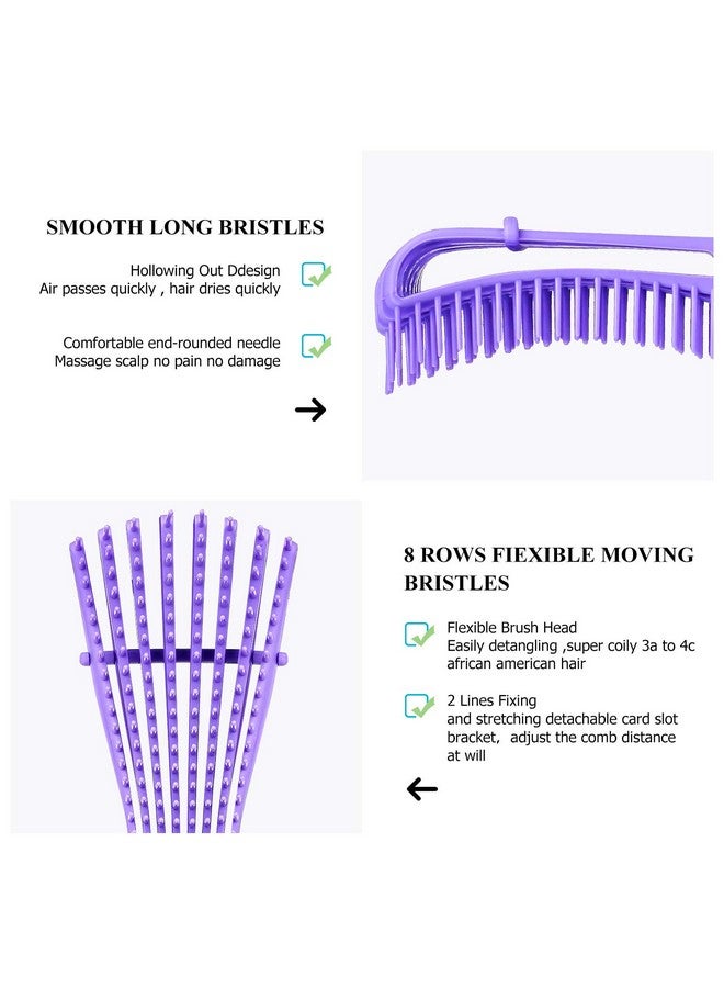 URTHEONE Detangling Hair Brush, Detangling Brush For Adults And Kids, Comb Set For Kinky Curly Coily And Wavy Hair, For Wet And Dry Hair, Afro American Type 3A-4C, Comfortable Grip(Purple) - Image 2