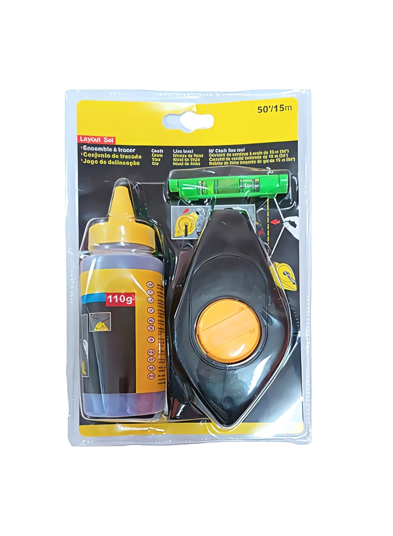 STARK Chalk Line Reel Set –Heavy Duty Chalk Line Tool with Blue Chalk Powder