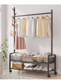 Arabest Metal Clothing Rack, 176 cm Clothes Garment Coat Rack with Bottom Shelf for Hanging Skirts, Shirts, Sweaters  - Image 2