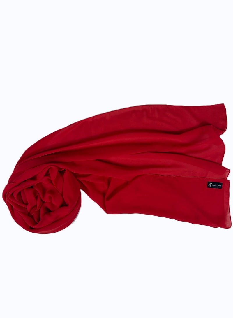 PERFECTORY Women Lightweight Solid Chiffon Hijab Shawl Soft Premium Abaya Shawl Wrap Scarves, Long Bridal Hijab Scarf- Falu Red - Image 2