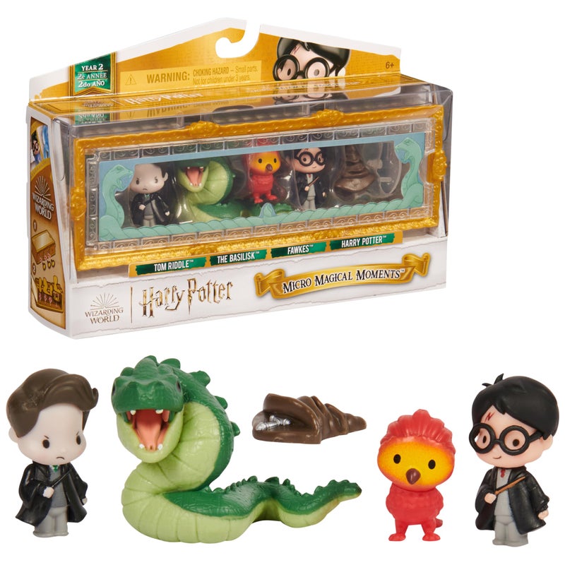 Wizarding World Harry Potter Micro Magical Moments Collectible Figures Gift Set Chamber of Secrets with Harry Potter Tom Riddle Basilisk Fawkes and Display Box for Children from 6 Years Fan Item - Image 3