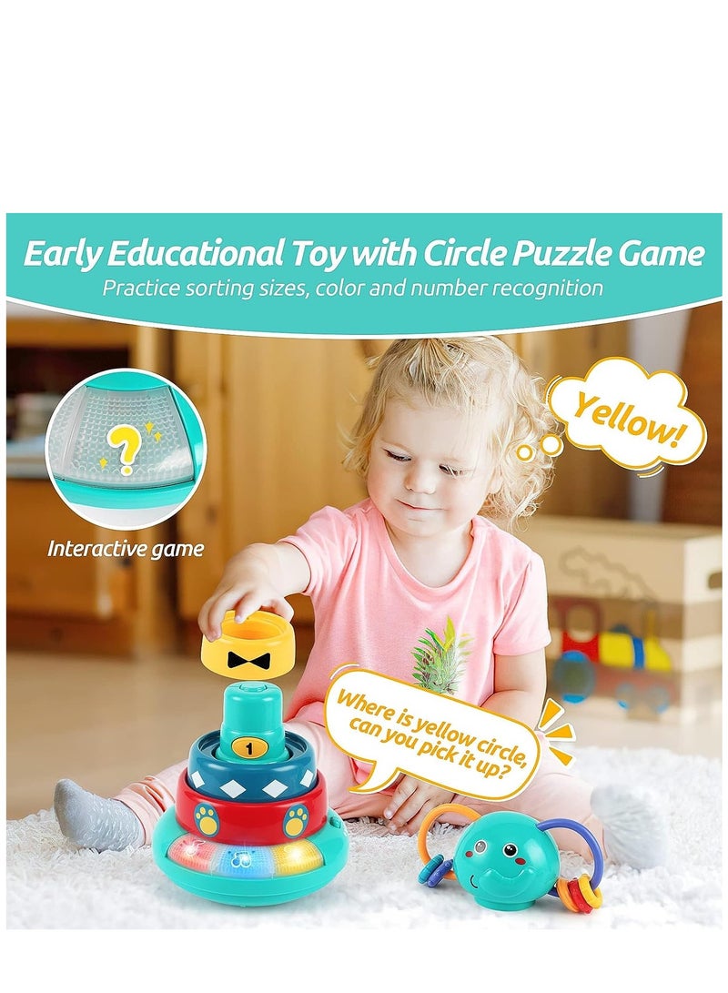 SYOSI Music Toys for Babies 6-12 Months Interactive Elephant Music Roly-Poly w/Stacking Ring Rattle Toy Early Educational Sensory Toys for Kids 6-12 Months  - Image 2