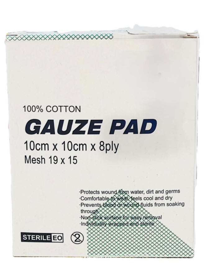 Premium Cotton Gauze Pads 10x10cm – 8 Ply – 50 x 2 Pcs Value Pack (100 Total)