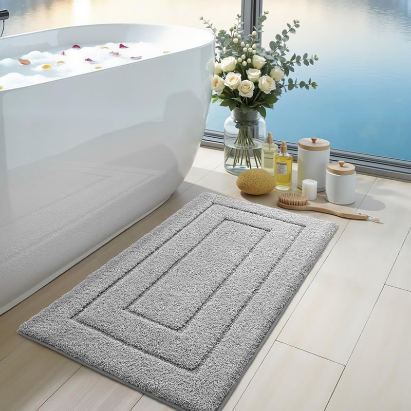 DEXI Bathroom Rug Mat, Extra Soft Absorbent Premium Bath Rug, Non-Slip Comfortable Bath Mat, Carpet for Tub, Shower, Bath Room, Machine Wash Dry, 24"x43", Light Grey - Image 3