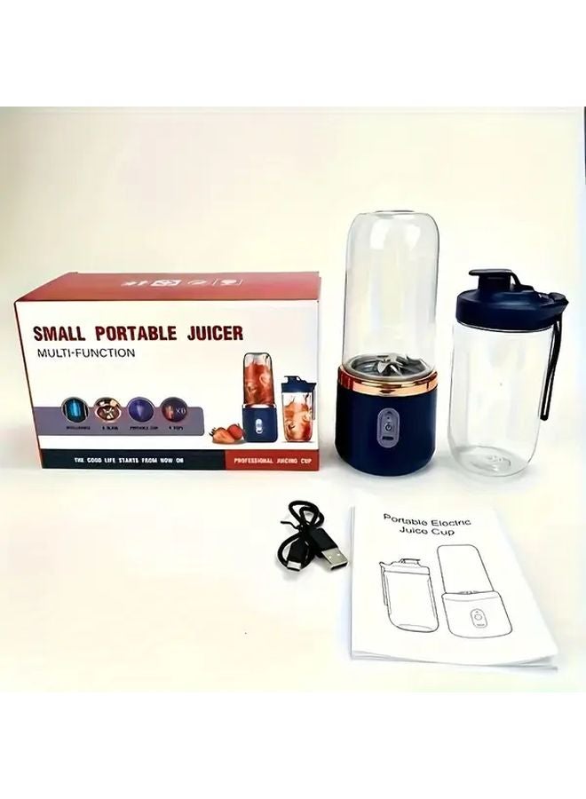 Blue Double Cups USB 2 in 1 Portable Blender and Juicer with 6 Blades for Smoothies Milkshakes Cold Drinks - Image 4