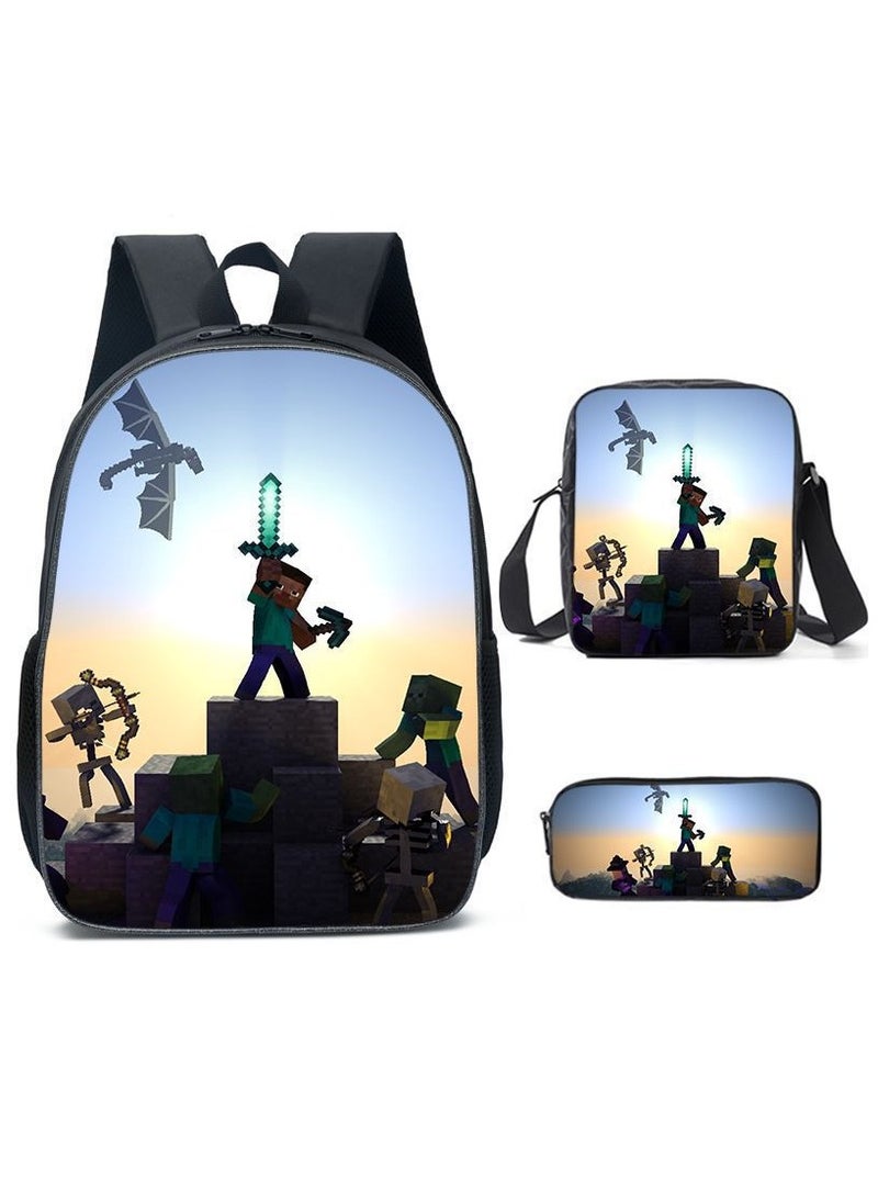 MINECRAFT My World Cartoon Student Backpack Three-piece Set 29*42*16cm 
