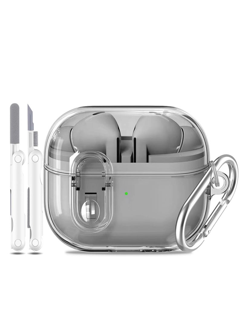 حافظة Samsung Galaxy Buds3/Buds3Pro مع مجموعة أدوات تنظيف 3 في 1 - حافظة قفل ممتازة لـ Buds3/Buds3Pro، تصميم مقاوم للصدمات ومتين وخفيف الوزن (رمادي) - Image 1