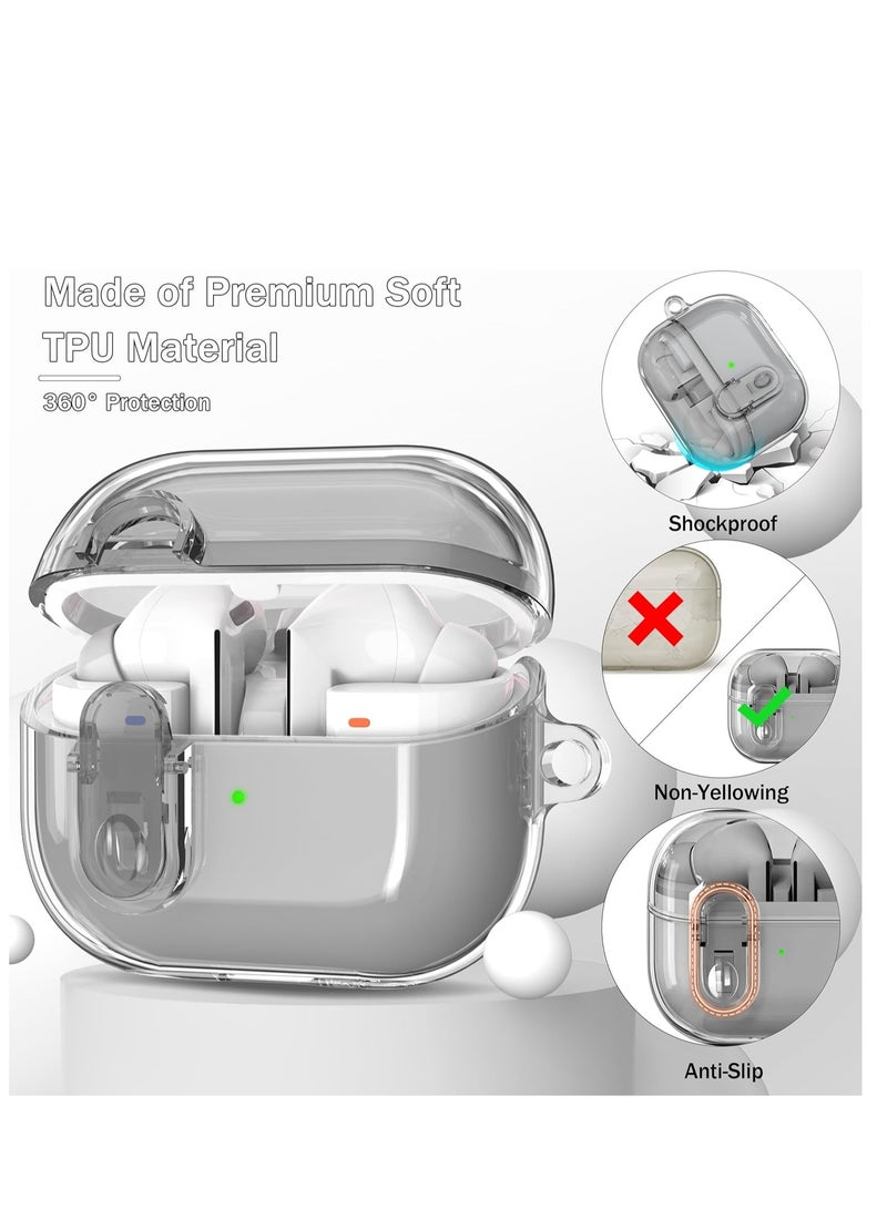 حافظة Samsung Galaxy Buds3/Buds3Pro مع مجموعة أدوات تنظيف 3 في 1 - حافظة قفل ممتازة لـ Buds3/Buds3Pro، تصميم مقاوم للصدمات ومتين وخفيف الوزن (رمادي) - Image 2