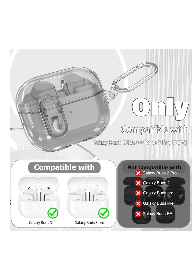 حافظة Samsung Galaxy Buds3/Buds3Pro مع مجموعة أدوات تنظيف 3 في 1 - حافظة قفل ممتازة لـ Buds3/Buds3Pro، تصميم مقاوم للصدمات ومتين وخفيف الوزن (رمادي) - Image 3