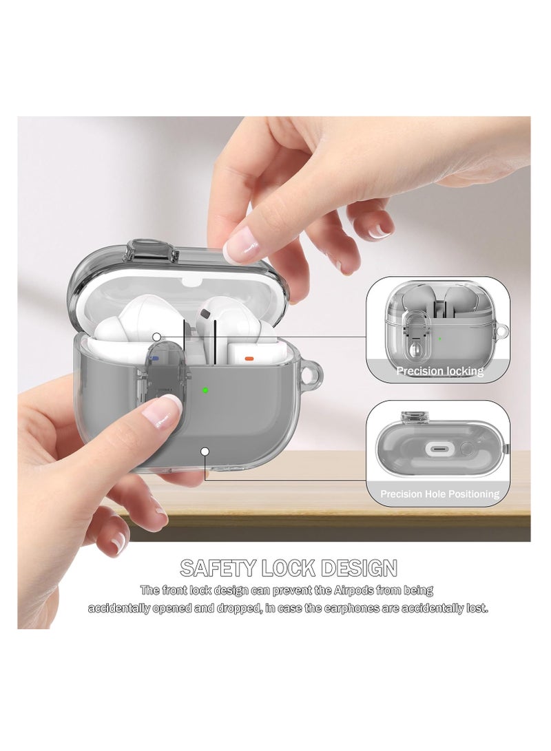 حافظة Samsung Galaxy Buds3/Buds3Pro مع مجموعة أدوات تنظيف 3 في 1 - حافظة قفل ممتازة لـ Buds3/Buds3Pro، تصميم مقاوم للصدمات ومتين وخفيف الوزن (رمادي) - Image 4