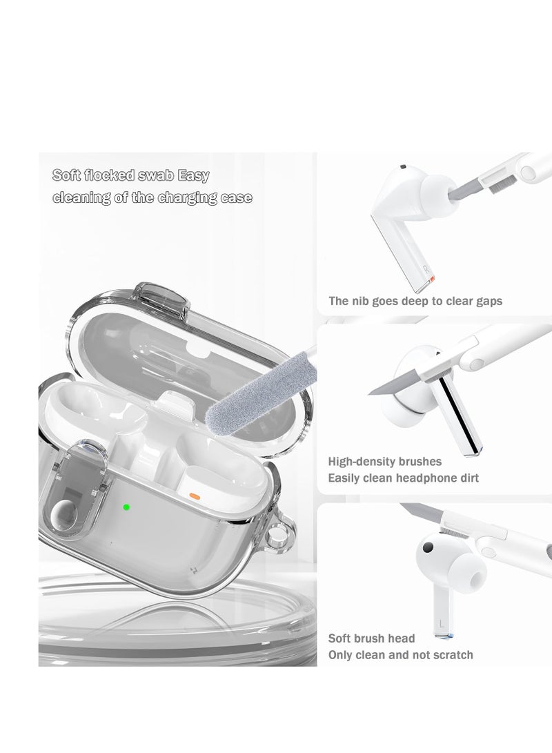 حافظة Samsung Galaxy Buds3/Buds3Pro مع مجموعة أدوات تنظيف 3 في 1 - حافظة قفل ممتازة لـ Buds3/Buds3Pro، تصميم مقاوم للصدمات ومتين وخفيف الوزن (رمادي) - Image 5