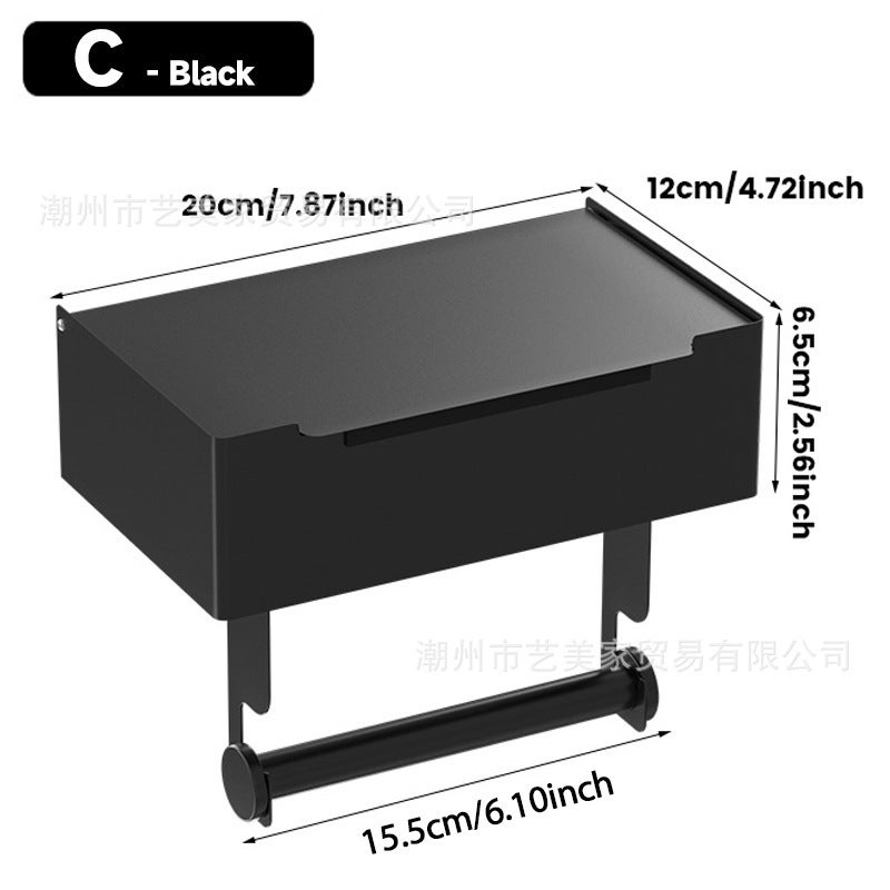 Stainless Steel Double Layer Tissue Box Tissue Rack Toilet Bathroom Wall Hanging Wipe Roll Paper Holster Phone Rack - Image 1