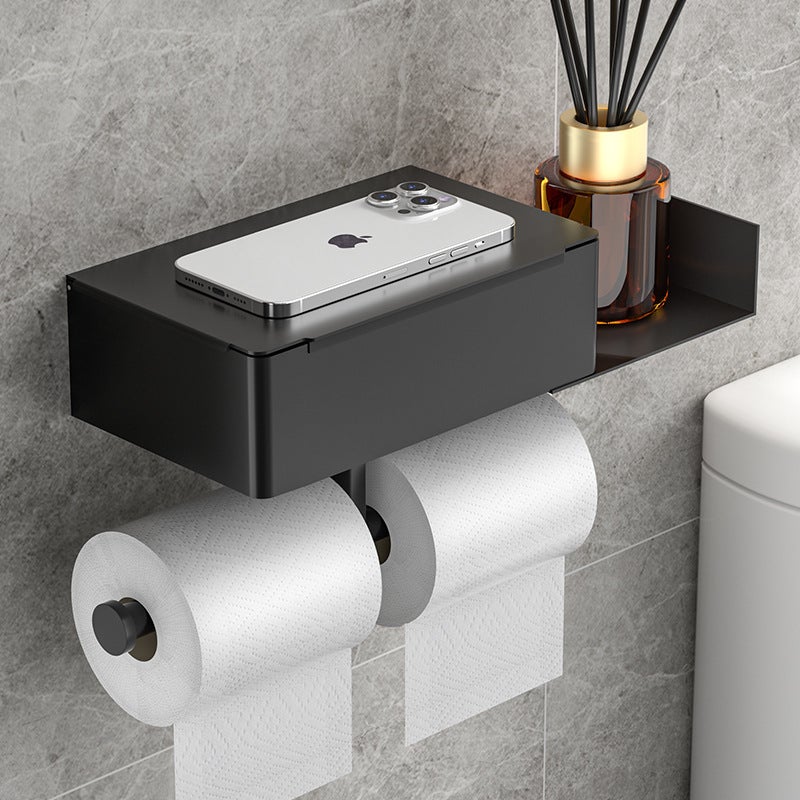 Stainless Steel Double Layer Tissue Box Tissue Rack Toilet Bathroom Wall Hanging Wipe Roll Paper Holster Phone Rack - Image 3