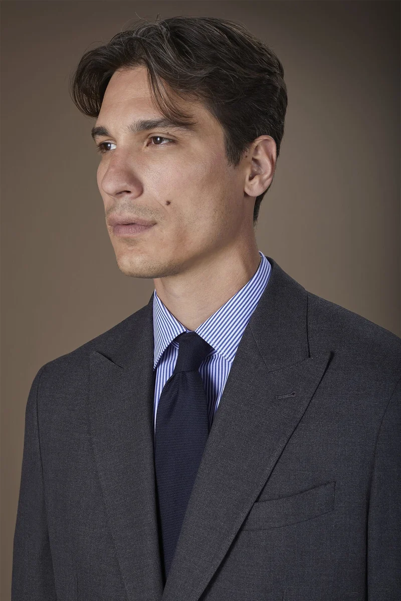 دوبل غانغر Men's plain tie in a bamboo blend - DK Blue