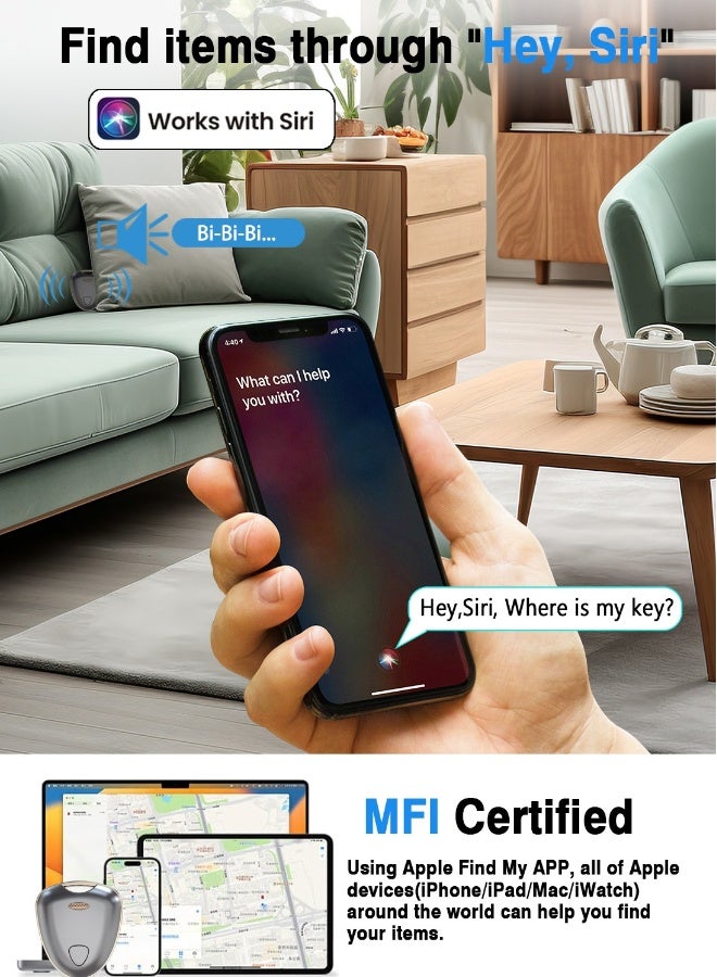 Item Locator, Security SmartTag Works with Apple Find My (iOS only), Phone Finder, Key Finder Compatible with iPhone iPad iWatch Mac, Bluetooth Tracker for Keys Wallets Belongings(Gray-1pcs) - Image 5