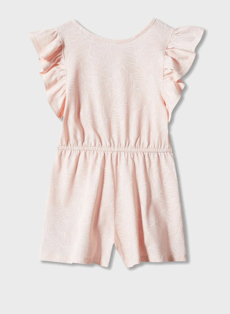 MANGO Kids Leaf Print Jumpsuit