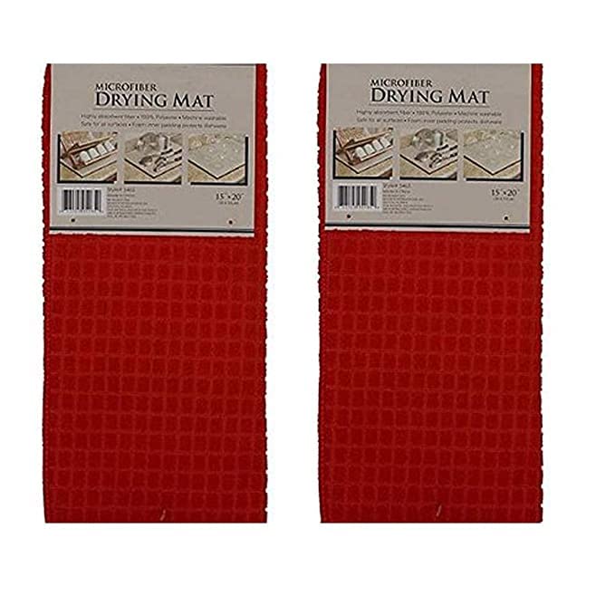 Atipriya Microfiber Utensil Drying mat for Kitchen Kitchen Countertop Cushion Pad Tableware Reversible Dish Drying Mat Multicolor Pack of 2Size 40x48cm - Image 1
