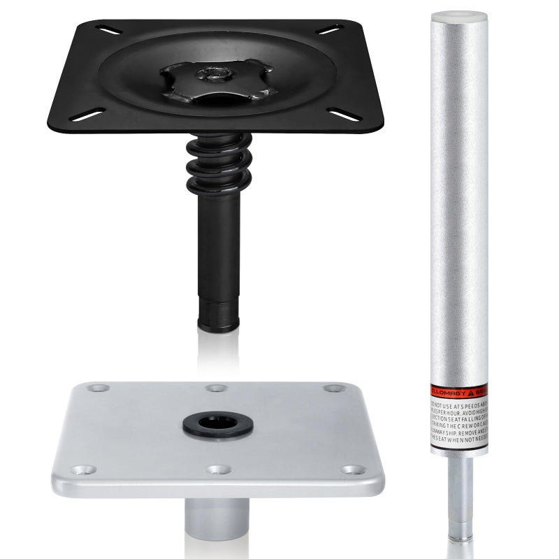 CLLOMAGY Boat Seat Pedestal Base Mount Kit Package with Lock in 3/4" Boat Seat Pin Post & 7" x 7" Marine Base Pedestal Plate & Mount for Marine Pontoon Fishing Bass - Image 1