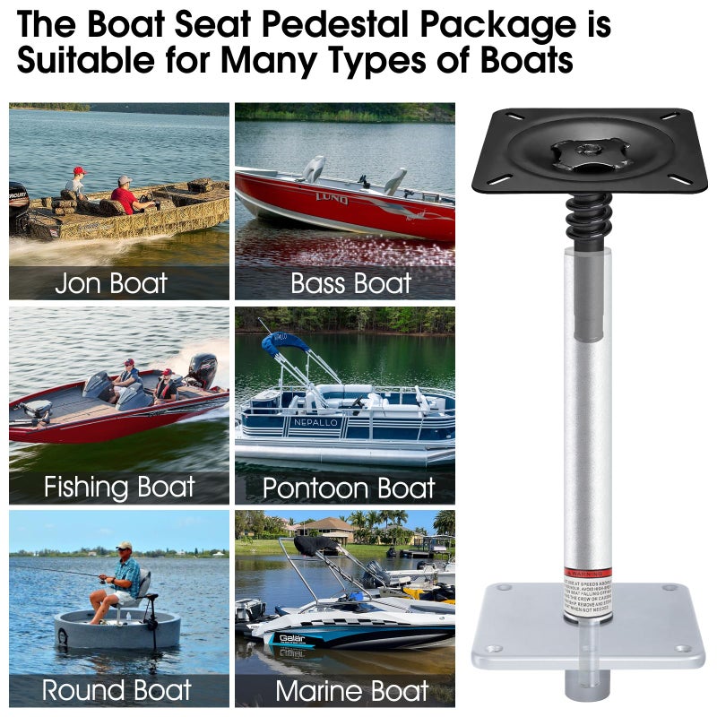CLLOMAGY Boat Seat Pedestal Base Mount Kit Package with Lock in 3/4" Boat Seat Pin Post & 7" x 7" Marine Base Pedestal Plate & Mount for Marine Pontoon Fishing Bass - Image 5
