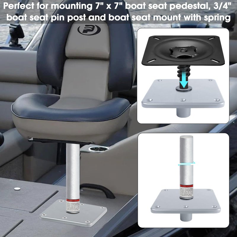 CLLOMAGY Boat Seat Pedestal Base Mount Kit Package with Lock in 3/4" Boat Seat Pin Post & 7" x 7" Marine Base Pedestal Plate & Mount for Marine Pontoon Fishing Bass - Image 3