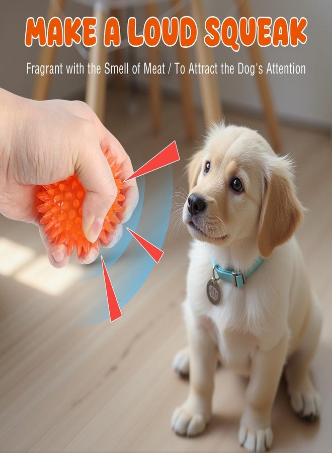 Labeol 2.6” Heavy Duty Squeaky Balls for Dogs 6 Pack Puppy Chew Toys for Teething TPR Fetch Spike Dog Balls Dog Chew Toys for Small and Mideum Breed - Image 5