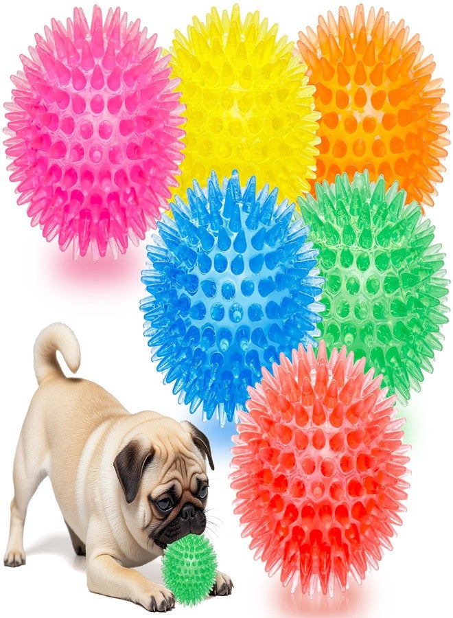 Labeol 2.6” Heavy Duty Squeaky Balls for Dogs 6 Pack Puppy Chew Toys for Teething TPR Fetch Spike Dog Balls Dog Chew Toys for Small and Mideum Breed - Image 1