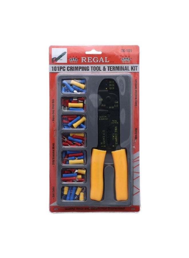 Regal Tools 101-Piece Precise Engineered Crimping Tool and Terminal Kit Black and Yellow 2.8 x 29.4 x 16.2 cm TK-101 