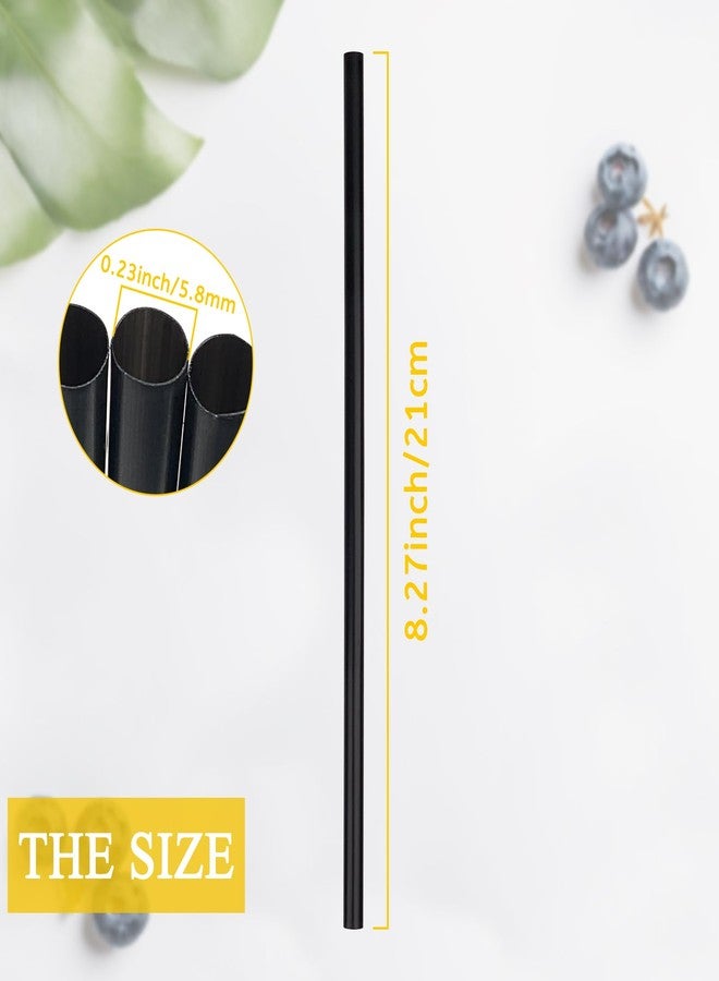 KTOJOY 300 Pcs Disposable Drinking Plastic Straws, 8.26" Long, 0.23'' Diameter, Black - Image 2